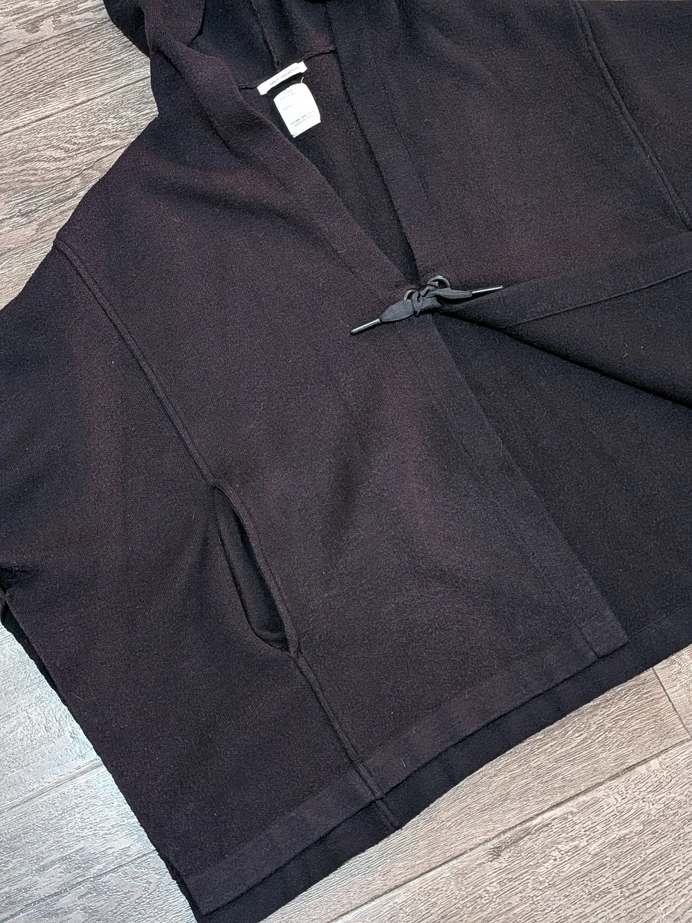 Zara Kids Hooded Knit Poncho Sweater Black 11-12